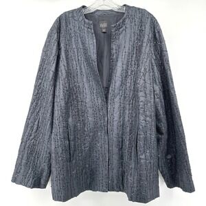 EILEEN FISHER Women Sequin Silk Jacket 1X Sparkly Textured Evening Quite‎ Luxury